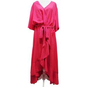 Womens SCOMCHIC Hot Pink Maxi Wrap Dress Size 4XL